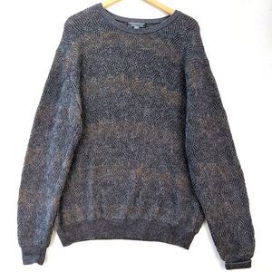 Peruvian Connection Sweater Mens XL Gray Aplaca Blend Geometric Abstract Cosby